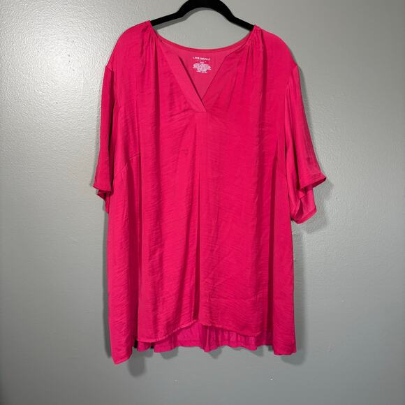 Lane Bryant Tops - Lane Bryant Bright Pink Mixed Media Minimalist Top - 22/24 - Women's Plus Size